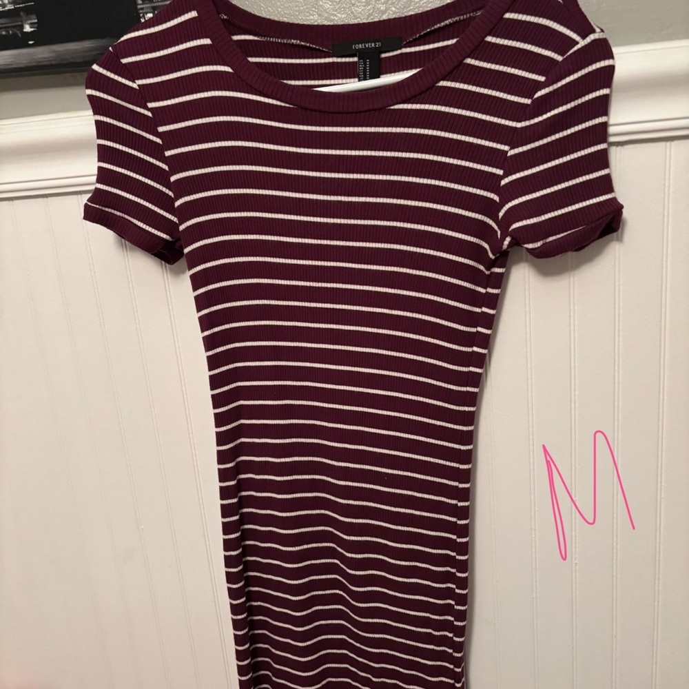 Forever 21 burgundy and White Striped Mini Dress